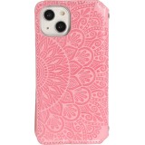 iPhone 13 Case Hülle - Flip Wallet Fashion künstlerisches Mandala Design  - Lachs