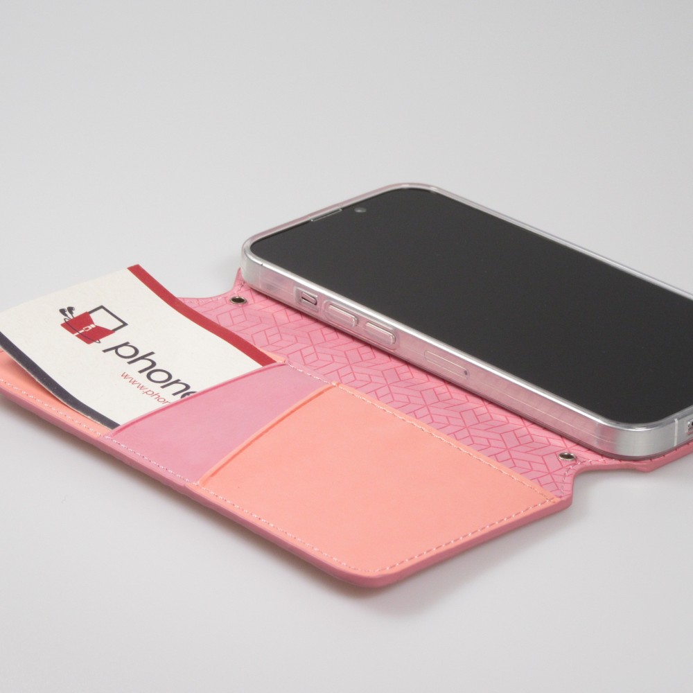Fourre iPhone 13 - Flip Wallet fashion mandala design artistique - Saumon