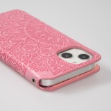 iPhone 13 Case Hülle - Flip Wallet Fashion künstlerisches Mandala Design  - Lachs