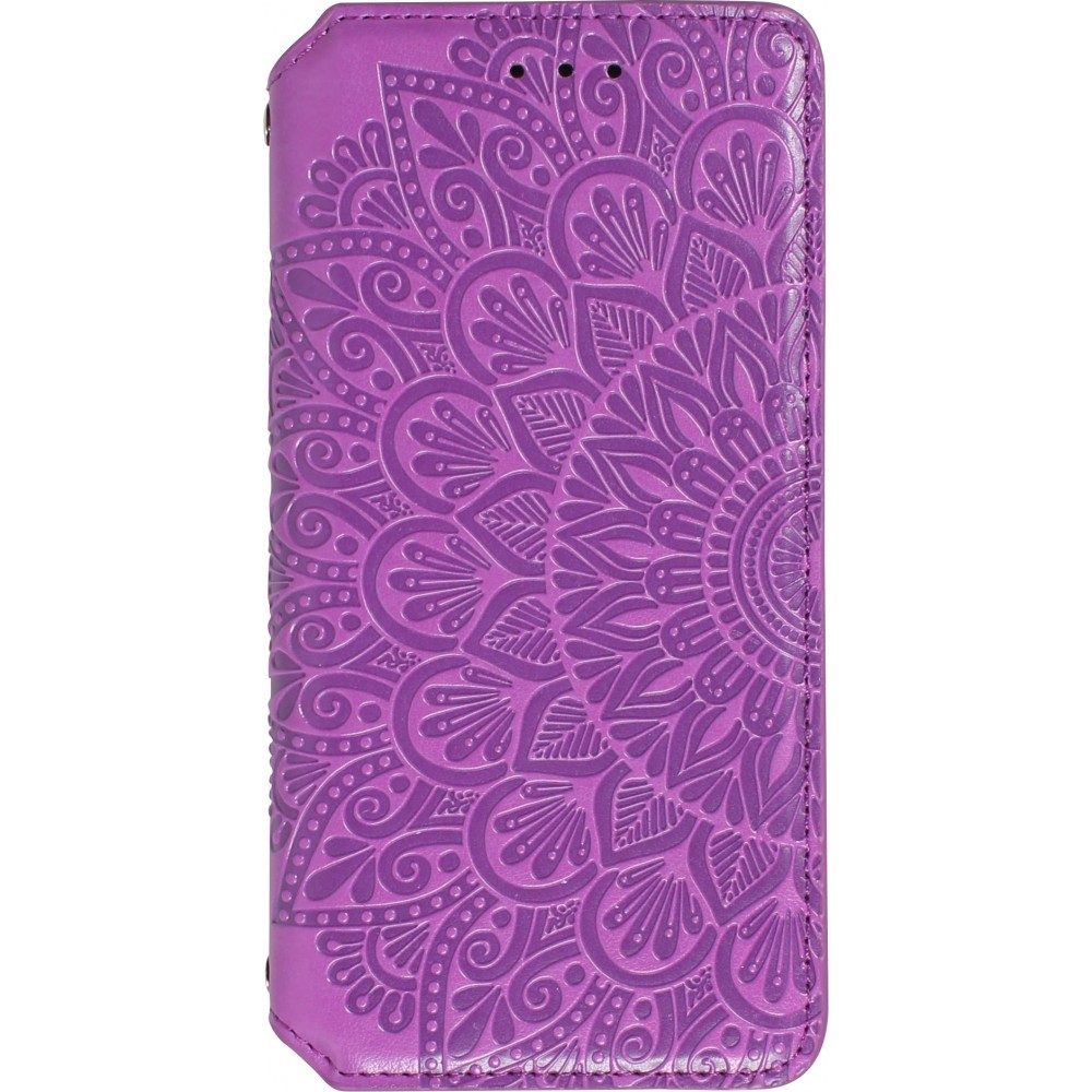 Fourre iPhone 13 - Flip Wallet fashion mandala design artistique - Violet