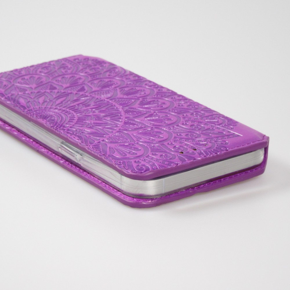 iPhone 13 Case Hülle - Flip Wallet Fashion künstlerisches Mandala Design  - Violett