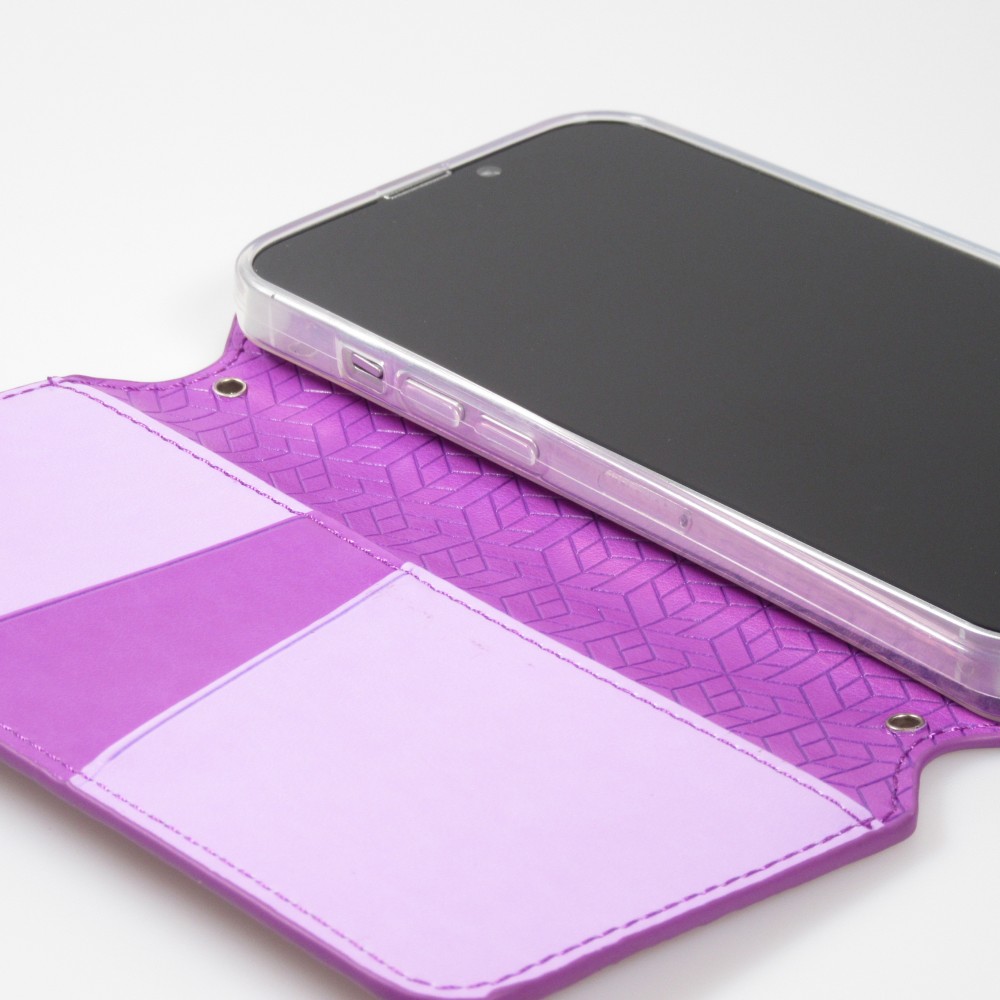 iPhone 13 Case Hülle - Flip Wallet Fashion künstlerisches Mandala Design  - Violett