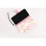 Fourre iPhone 13 - Flip Wallet marble geometric lines avec fermeture à aimant - Rose
