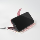 iPhone 13 Case Hülle - Flip Wallet marmor geometric lines mit Magnet Verschluss - Rosa