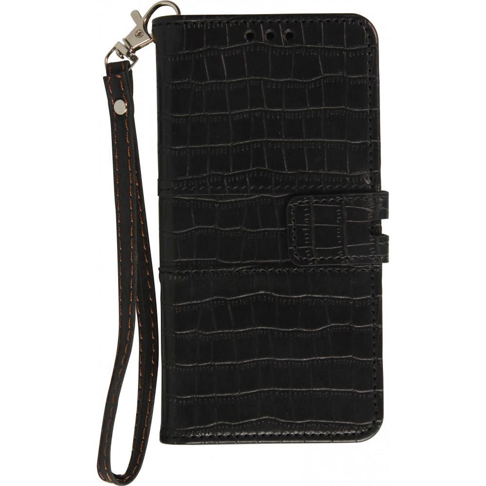 Fourre iPhone 13 - Flip crocodile - Noir