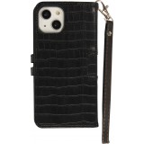 iPhone 13 Pro Case Hülle - Flip Krokodil - Schwarz