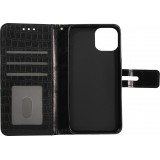 iPhone 13 Pro Case Hülle - Flip Krokodil - Schwarz