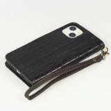 iPhone 13 Pro Case Hülle - Flip Krokodil - Schwarz