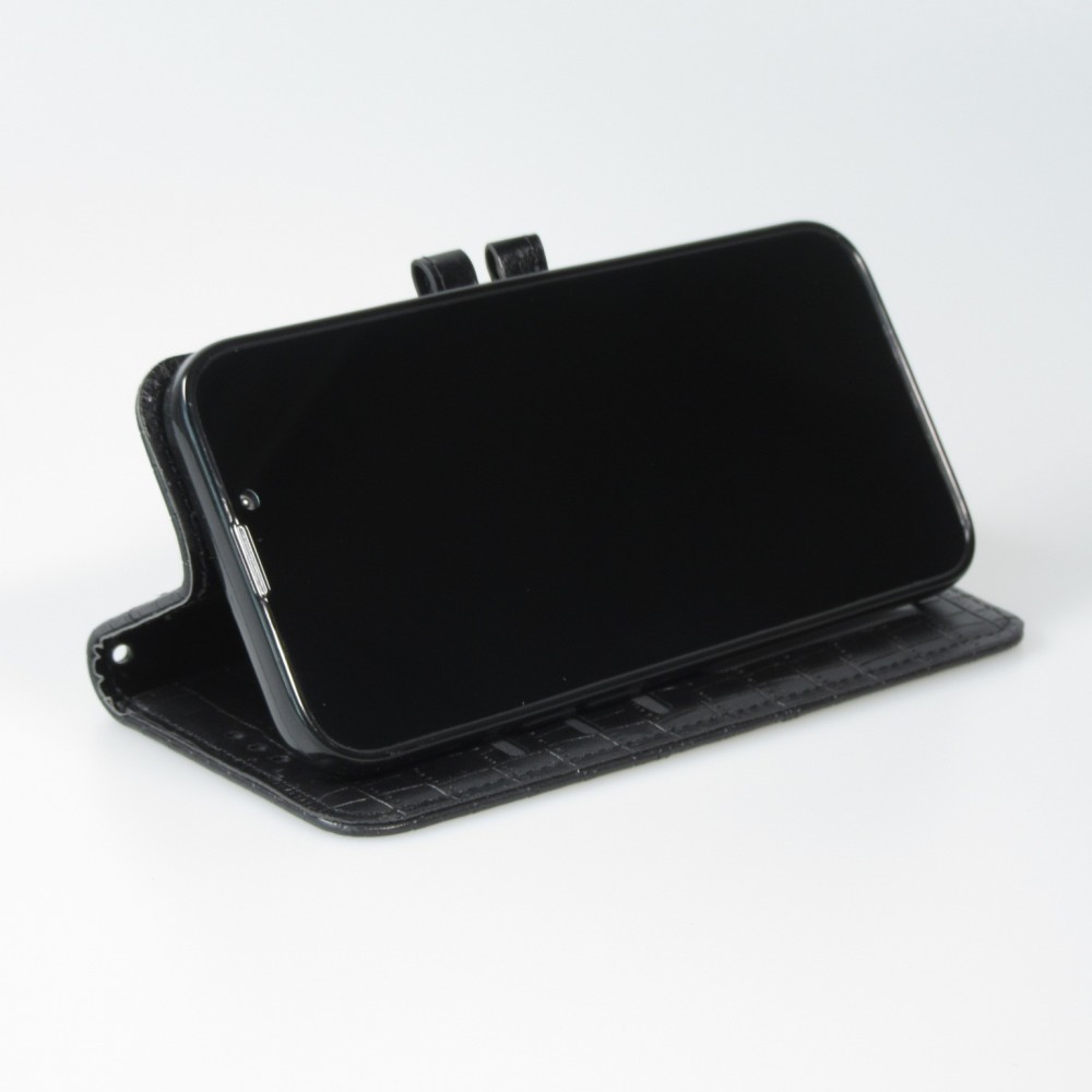 Fourre iPhone 13 Pro Max - Flip crocodile - Noir