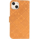 Fourre iPhone 13 - Premium Flip Wallet caoutchouc motif oriental avec fermeture aimantée - Beige