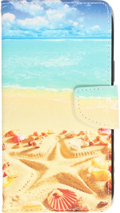 Fourre iPhone 13 - Premium Wallet flip fermeture magnétique et porte-carte - Beach Starfisch