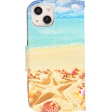 iPhone 13 Case Hülle - Premium Wallet Flip-Magnetverschluss und Kartenfach - Beach Starfish