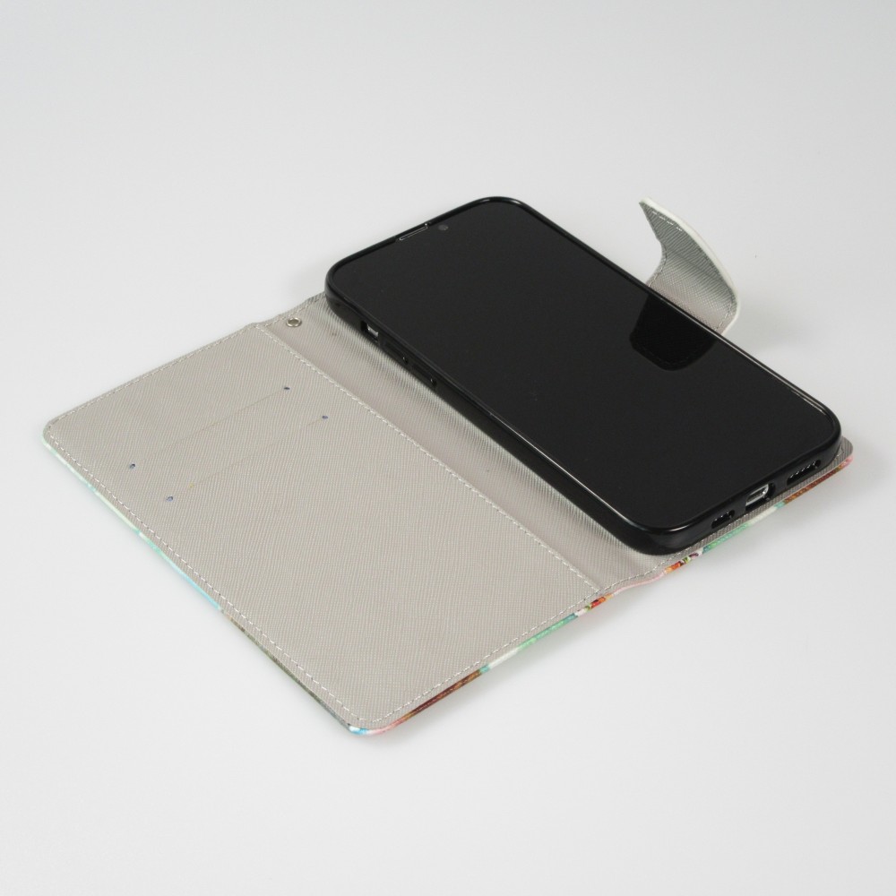 Fourre iPhone 13 - Premium Wallet flip fermeture magnétique et porte-carte - Cheshire Cat