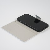 iPhone 13 Case Hülle - Premium Wallet Flip-Magnetverschluss und Kartenfach - Professor Fox - Weiss