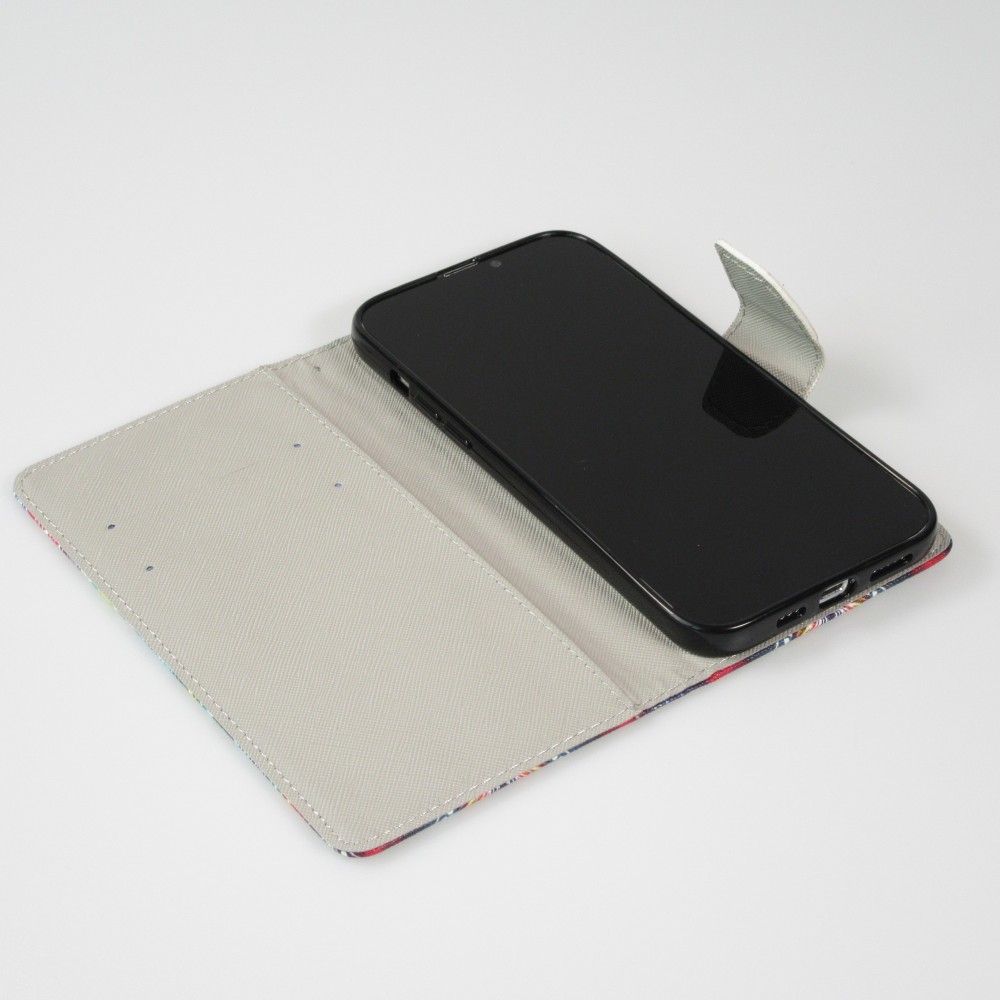 iPhone 13 Case Hülle - Premium Wallet Flip-Magnetverschluss und Kartenfach - Spiritual Mandala