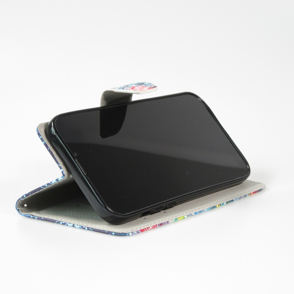 iPhone 13 Case Hülle - Premium Wallet Flip-Magnetverschluss und Kartenfach - Spiritual Mandala