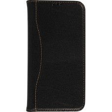 Fourre iPhone 13 Pro - Flip Fierre Shann cuir véritable - Noir