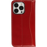 Fourre iPhone 13 Pro Max - Flip Fierre Shann cuir véritable - Rouge