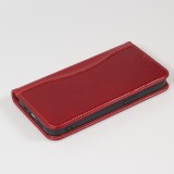 Fourre iPhone 13 Pro Max - Flip Fierre Shann cuir véritable - Rouge