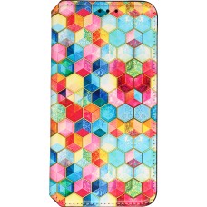 iPhone 13 Pro Case Hülle - Flip Geometrische cubes mit Ablage für Kreditkarten, Ticket, SIM-Karte - Multi-col- Or