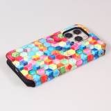 iPhone 13 Pro Case Hülle - Flip Geometrische cubes mit Ablage für Kreditkarten, Ticket, SIM-Karte - Multi-col- Or