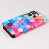 iPhone 13 Pro Case Hülle - Flip Geometrische hexagone mit Ablage für Kreditkarten, Ticket, SIM-Karte - Multi-col- Or