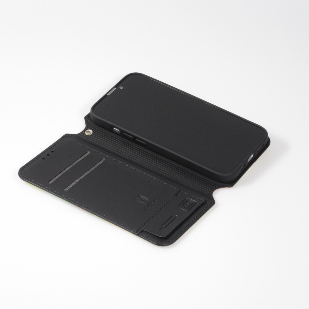 iPhone 13 Pro Max Case Hülle - Flip Geometrische hexagone mit Ablage für Kreditkarten, Ticket, SIM-Karte - Multi-col- Or