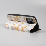 iPhone 13 Pro Case Hülle - Flip Geometrische Dreiecke mit Ablage für Kreditkarten, Ticket, SIM-Karte