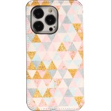 iPhone 13 Pro Case Hülle - Flip Geometrische Dreiecke mit Ablage für Kreditkarten, Ticket, SIM-Karte