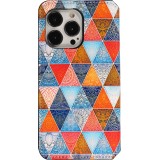 iPhone 13 Pro Case Hülle - Flip Geometrische orientalische Dreiecke mit Ablage für Kreditkarten, Ticket, SIM-Karte
