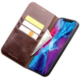 Fourre iPhone 13 Pro - Flip Qialino cuir véritable - Brun