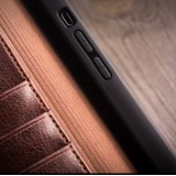 Fourre iPhone 13 Pro - Flip Qialino cuir véritable - Brun