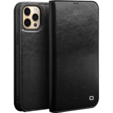 Fourre iPhone 13 Pro Max - Flip Qialino cuir véritable - Noir