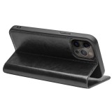 iPhone 13 Pro Case Hülle - Qialino Flip Echtleder - Schwarz