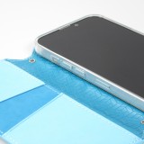 iPhone 13 Pro Case Hülle - Flip Wallet Fashion künstlerisches Mandala Design  - Hellblau