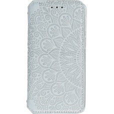 iPhone 13 Pro Max Case Hülle - Flip Wallet Fashion künstlerisches Mandala Design  - Grau