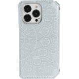 Fourre iPhone 13 Pro Max - Flip Wallet fashion mandala design artistique - Gris