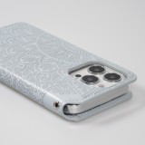 Fourre iPhone 13 Pro Max - Flip Wallet fashion mandala design artistique - Gris