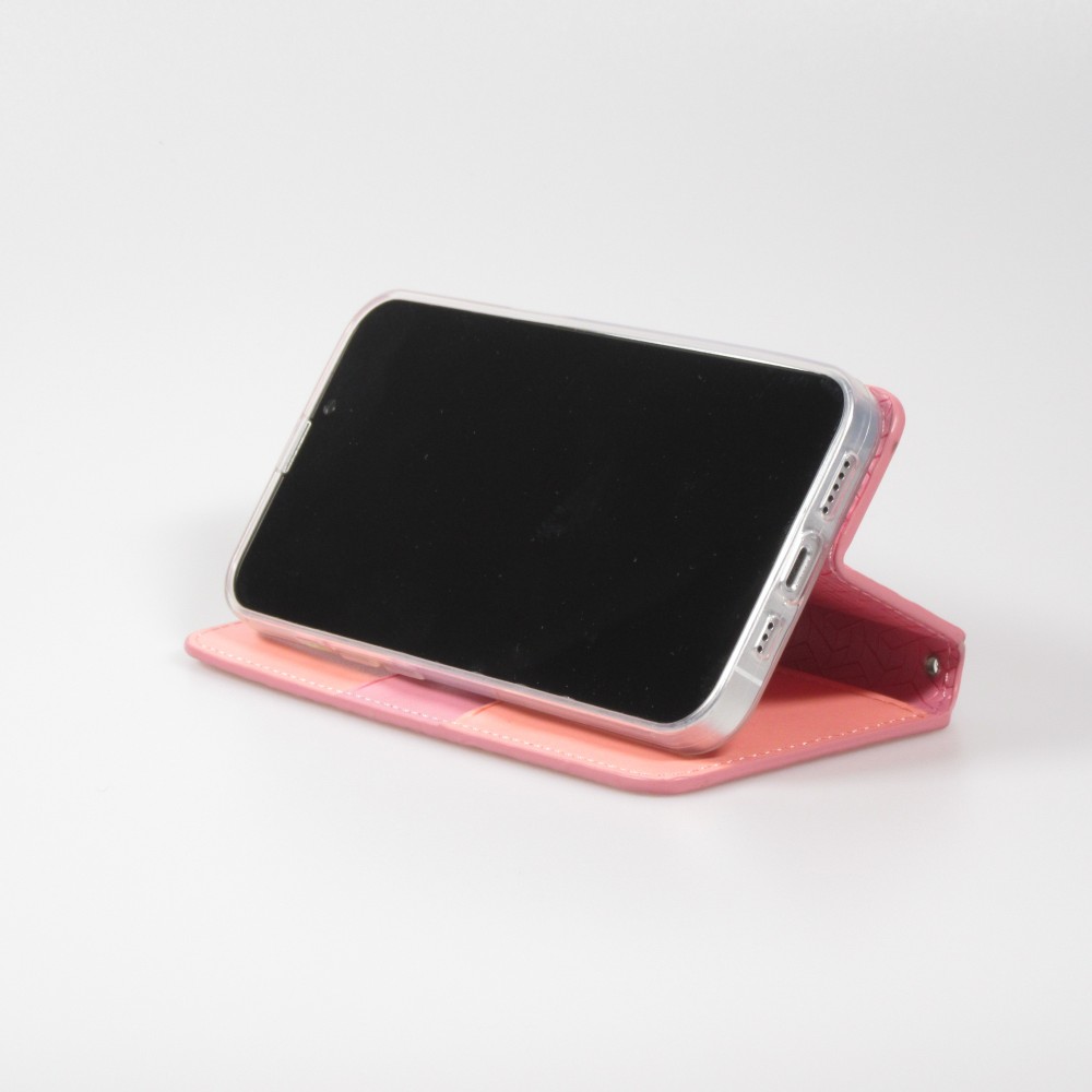 Fourre iPhone 13 Pro Max - Flip Wallet fashion mandala design artistique - Saumon