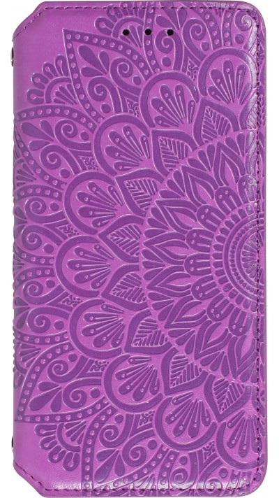 Fourre iPhone 13 Pro Max - Flip Wallet fashion mandala design artistique - Violet