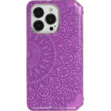iPhone 13 Pro Case Hülle - Flip Wallet Fashion künstlerisches Mandala Design  - Violett
