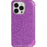 Fourre iPhone 13 Pro Max - Flip Wallet fashion mandala design artistique - Violet