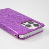 iPhone 13 Pro Case Hülle - Flip Wallet Fashion künstlerisches Mandala Design  - Violett