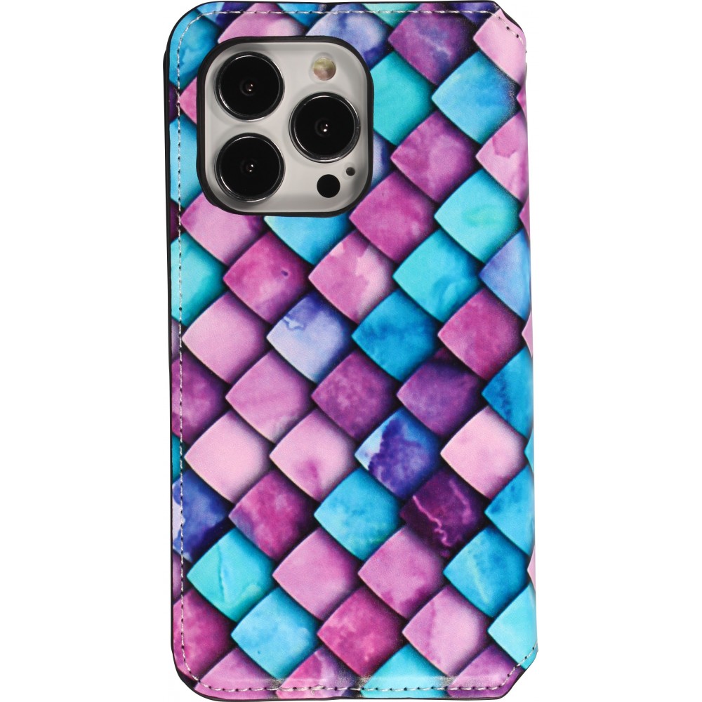 iPhone 13 Pro Case Hülle - Flip Drachenschuppen mit Aufbewahrung für Kreditkarten, Ticket, SIM-Karte