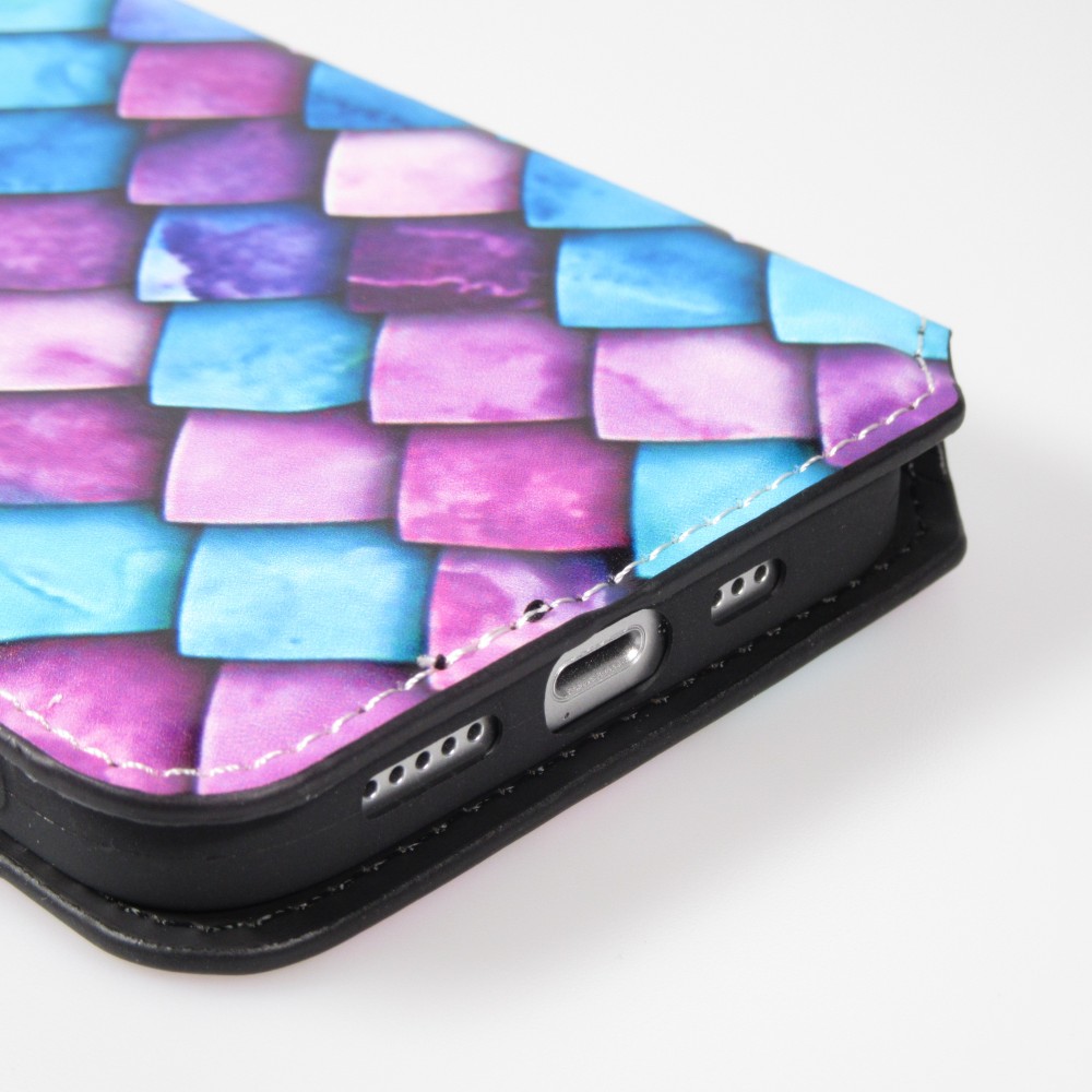 iPhone 13 Pro Case Hülle - Flip Drachenschuppen mit Aufbewahrung für Kreditkarten, Ticket, SIM-Karte