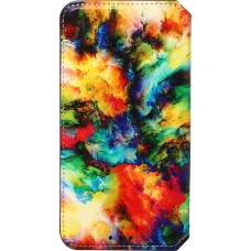 iPhone 13 Pro Max Case Hülle - Mehrfarbiges Flip Paint mit Aufbewahrung für Kreditkarten, Tickets, SIM-Karten