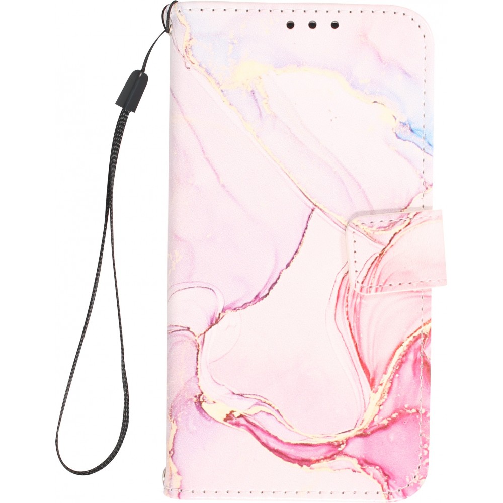 Fourre iPhone 12 / 12 Pro - Flip Wallet Liquid Color avec fermeture à aimant - Liquid Rose