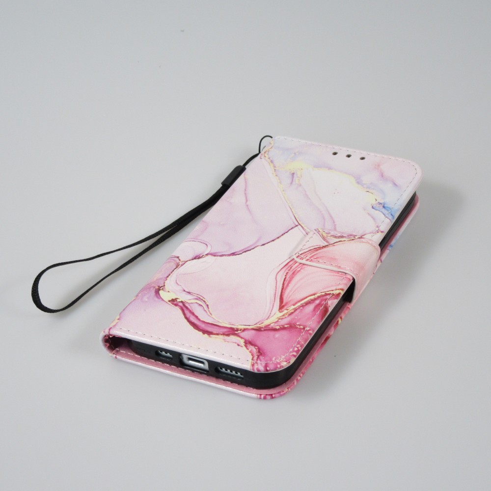Fourre iPhone 13 Pro - Flip Wallet Liquid Color avec fermeture à aimant - Liquid Rose