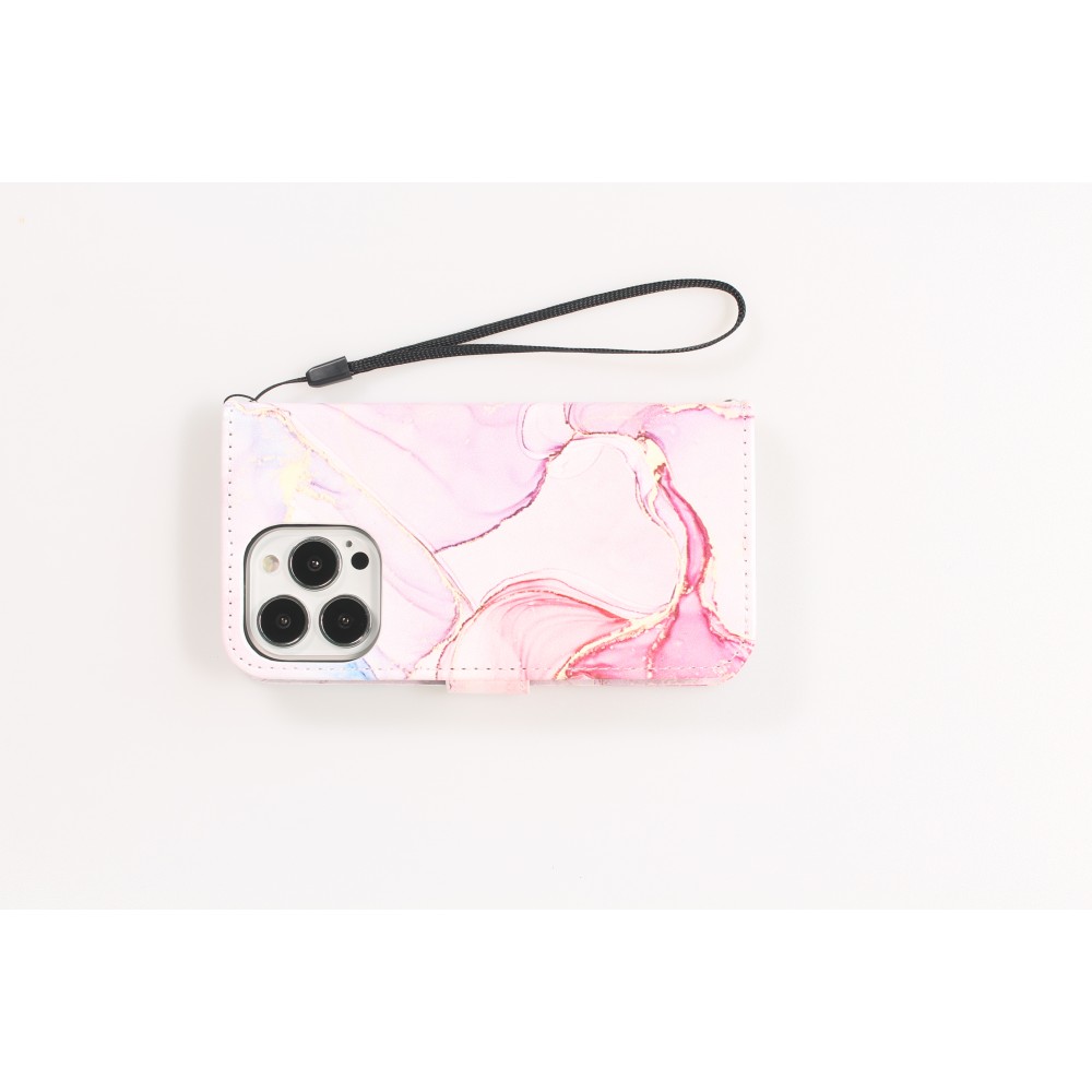 Fourre iPhone 13 Pro - Flip Wallet Liquid Color avec fermeture à aimant - Liquid Rose