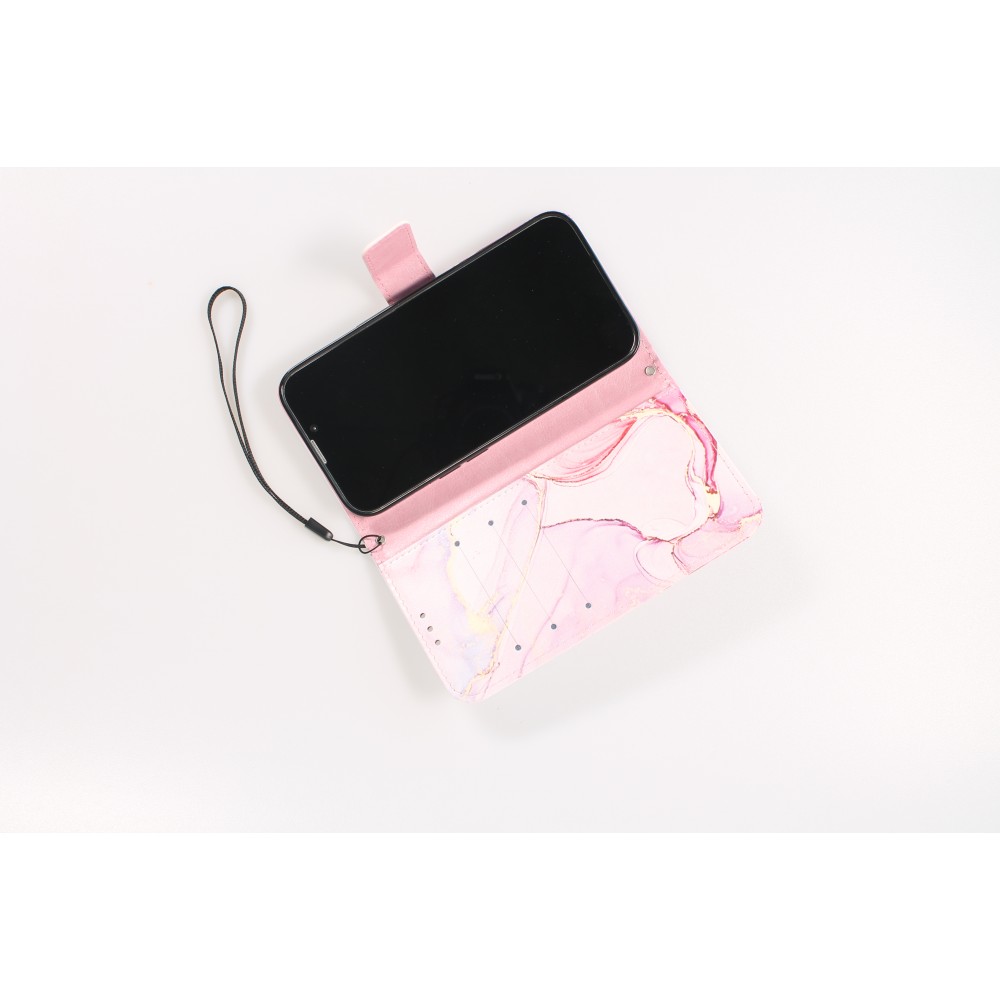 Fourre iPhone 13 Pro - Flip Wallet Liquid Color avec fermeture à aimant - Liquid Rose